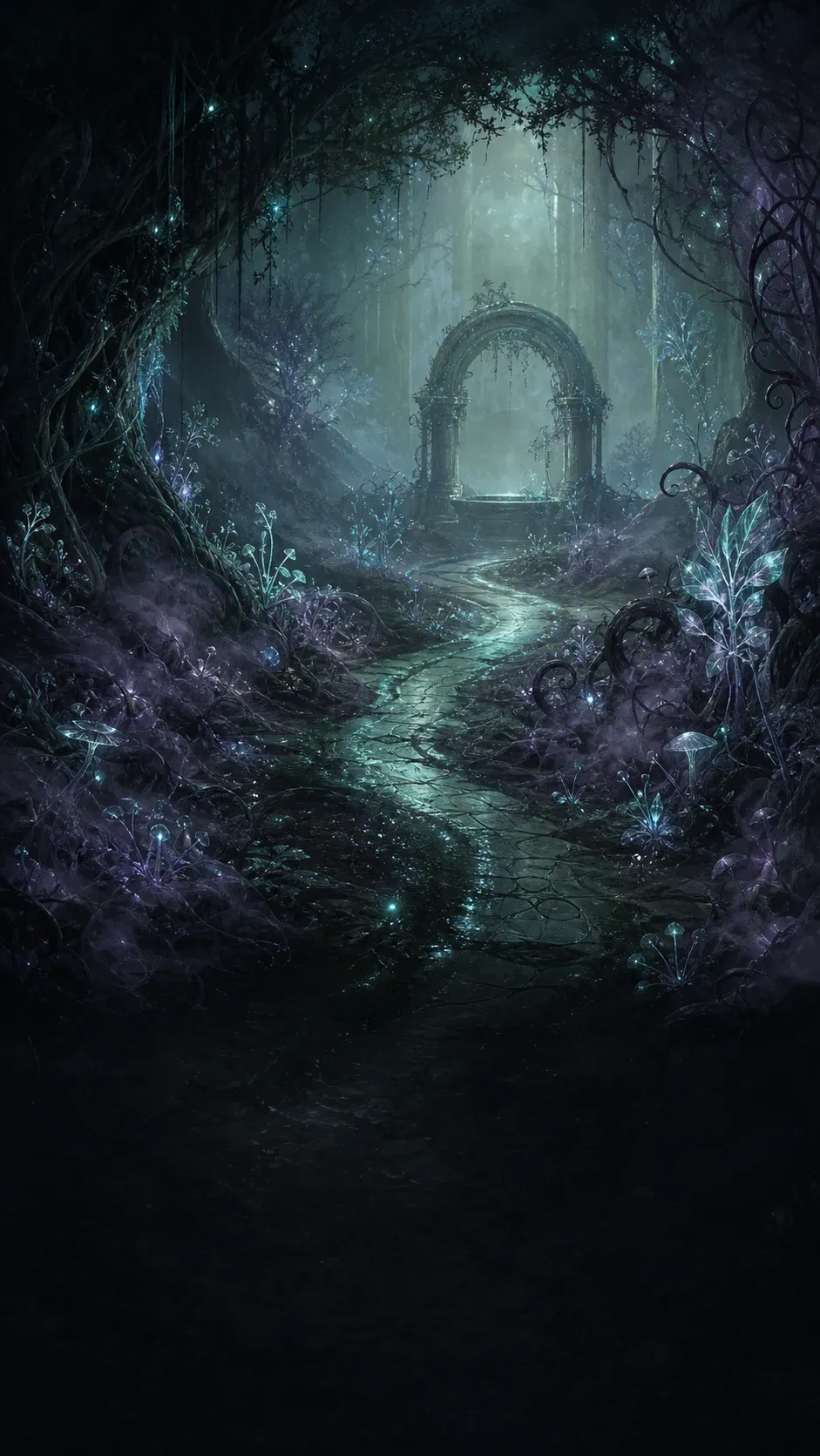 Purple mist at the entrance to a forest in Cillian’s character story